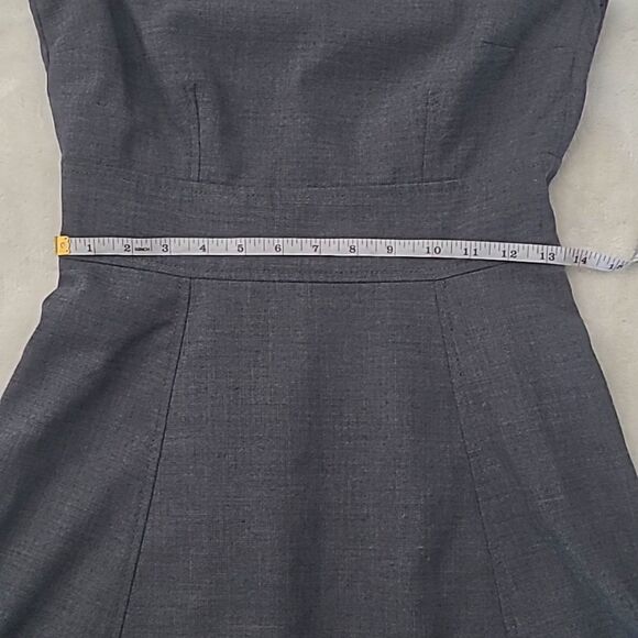 H&M Women's 6 Fit And Flare Solid Gray Dress Lined Polka Dot Pleated Scoop Neck - Picture 11 of 16